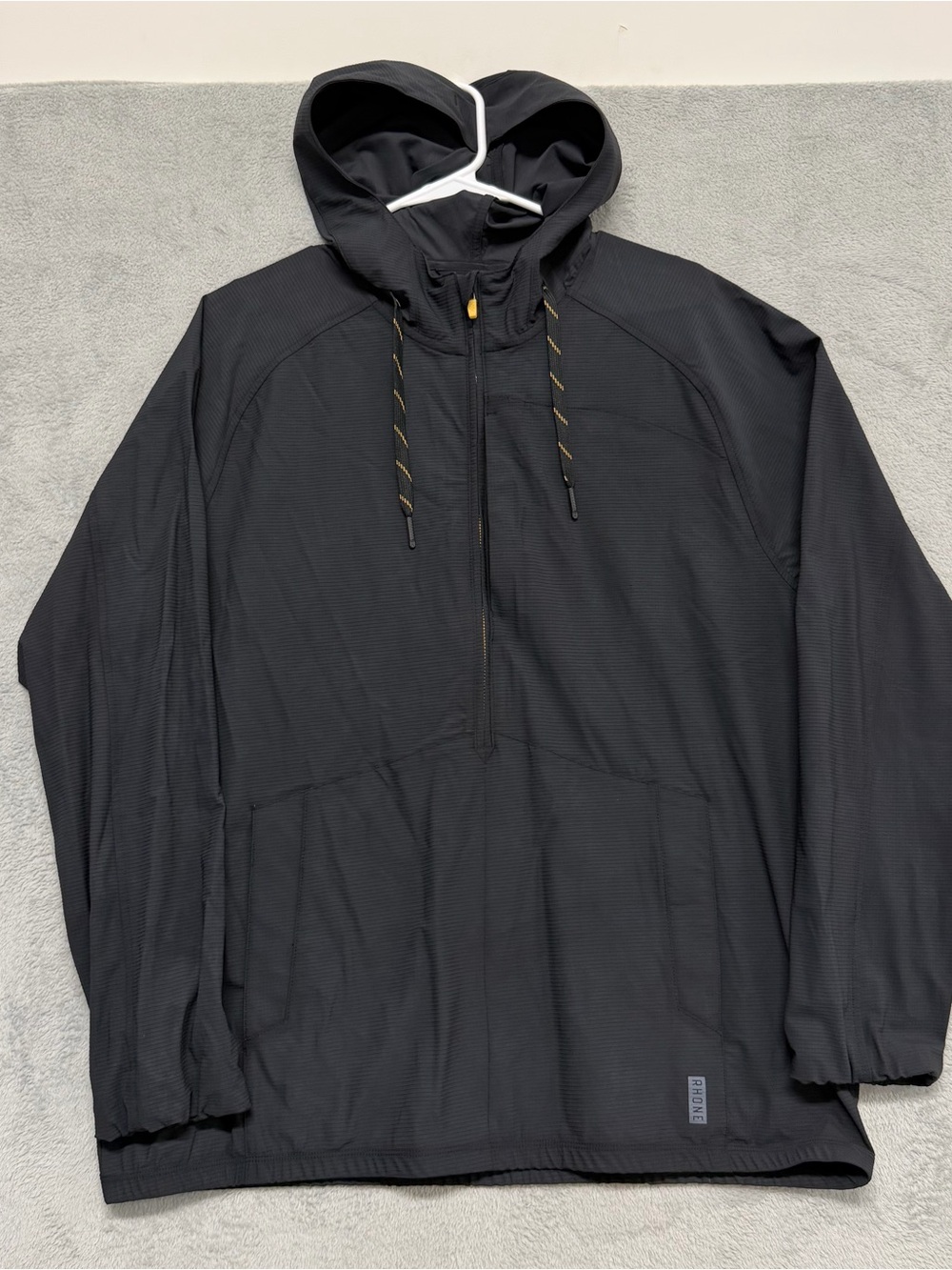 Rhone Invictus Ripstop Anorak Hooded Jacket Black Performance Stretch Mens XL